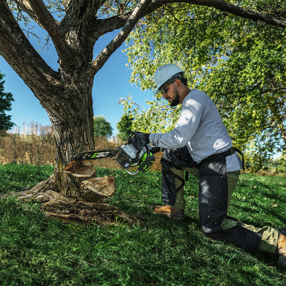 EGO Commercial 20 inch Chain Saw in use