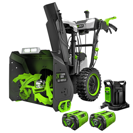 EGO POWER+ 24 in. Self-Propelled 2-Stage XP Snow Blower with Peak Power™ and 2 x 10.0 Ah Batteries and Dual Port Charger SNT2416