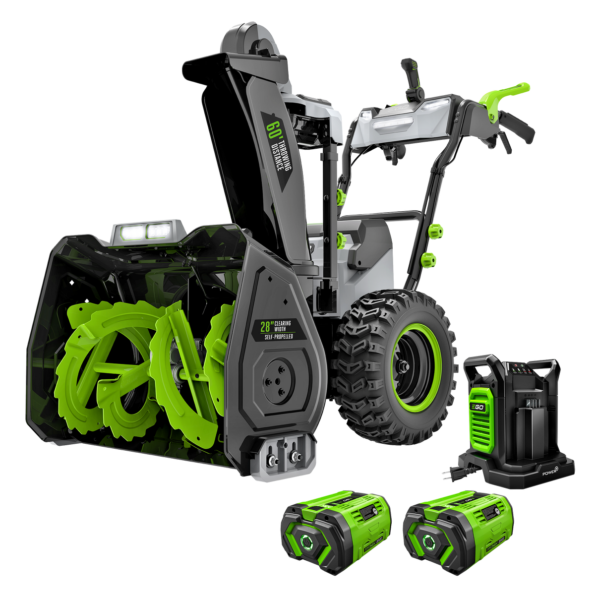 EGO POWER+ 28 in. Self-Propelled 2-Stage Snow Blower with Peak Power™ and 2 x 12.0 Ah Batteries and Dual Port Charger SNT2807